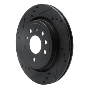 Cadillac BLS Brake Rotor (1) - Rear Left - R1 Concepts - Drilled & Slotted - Black - `03-`11